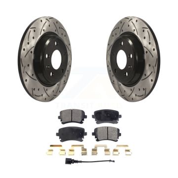 Rear Coated Drilled Slotted Disc Brake Rotor Semi-Metallic Pad Kit For Audi Q5 A4 allroad KDF-100700