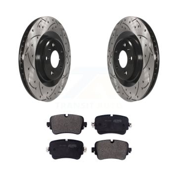 Rear Coated Drilled Slotted Disc Brake Rotors And Semi-Metallic Pads Kit For Audi Q7 KDF-100701