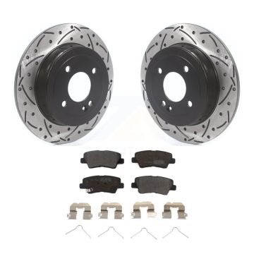 Rear Coated Drill Slot Disc Brake Rotors Semi-Metallic Pad Kit For Kia Rio Hyundai Accent KDF-100704