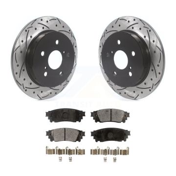 Rear Drill Slot Brake Rotors Semi-Metallic Pad Kit For Toyota RAV4 Camry Lexus C-HR NX300 KDF-100705