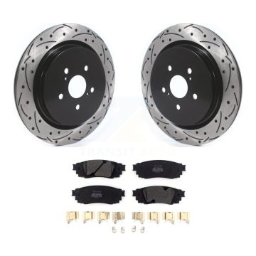 Rear Drilled Slot Brake Rotor Semi-Metallic Pad Kit For Lexus RX350 RX450h RX350L RX450hL KDF-100706