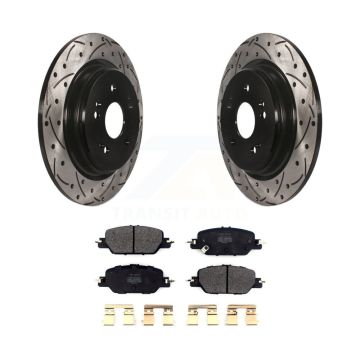 Rear Coated Drilled Slot Disc Brake Rotors Semi-Metallic Pad Kit For 2017-2024 Honda CR-V KDF-100707