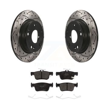 Rear Coated Drilled Slot Disc Brake Rotor & Semi-Metallic Pad Kit For Honda Civic Insight KDF-100709