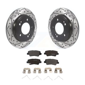 Rear Drill Slot Disc Brake Rotor Semi-Metallic Pad Kit For Hyundai Elantra Kia Niro Ioniq KDF-100710