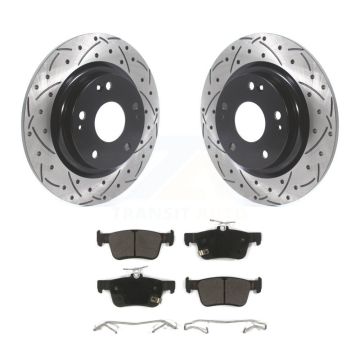 Rear Coated Drilled Slotted Disc Brake Rotors And Semi-Metallic Pads Kit For Honda Civic KDF-100712