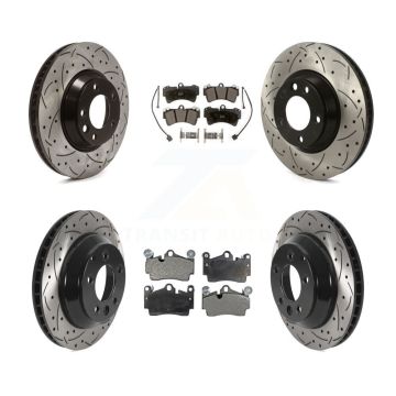 Front Rear Disc Brake Rotors & Semi-Metallic Pad Kit (6Pc) For Audi Q7 Volkswagen Touareg KDF-100730