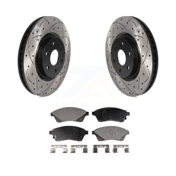 Front Coated Drill Slot Disc Brake Rotor Semi-Metallic Pad Kit For Cadillac SRX Saab 9-4X KDF-100733