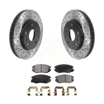 Front Drill Slot Disc Brake Rotors Semi-Metallic Pad Kit For Chevrolet Malibu Buick Regal KDF-100734