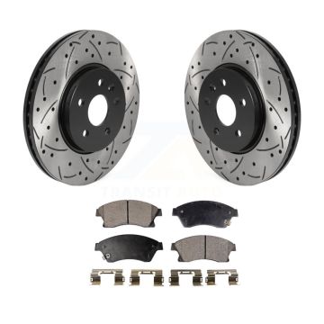 Front Drill Slot Disc Brake Rotors Semi-Metallic Pad Kit For 2013-2014 Chevrolet Sonic RS KDF-100735