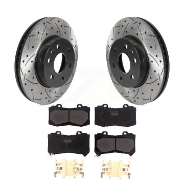 Front Drill Slot Disc Brake Rotor Semi-Metallic Pad Kit For Chevrolet Colorado GMC Canyon KDF-100738
