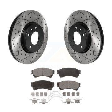 Front Drilled Slot Brake Rotors Semi-Metallic Pad Kit For Ford Fusion Mazda 6 Lincoln MKZ KDF-100740