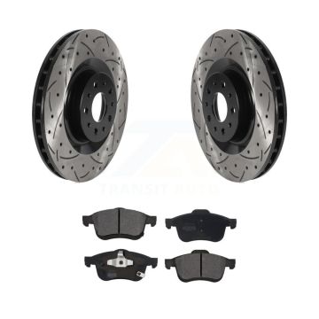 Front Coated Drilled Slot Disc Brake Rotors Semi-Metallic Pad Kit For 2014-2020 Fiat 500L KDF-100742