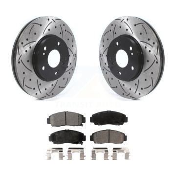 Front Drill Slot Disc Brake Rotors Semi-Metallic Pad Kit For Honda Accord Acura TSX TL CL KDF-100744