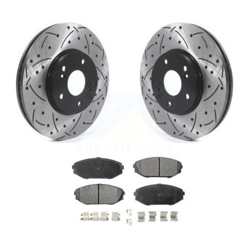 Front Coat Drill Slot Disc Brake Rotors Semi-Metallic Pad Kit For Honda Odyssey Acura MDX KDF-100745