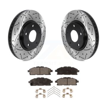 Front Coated Drill Slot Disc Brake Rotor Semi-Metallic Pad Kit For 2011-2017 Nissan Quest KDF-100750