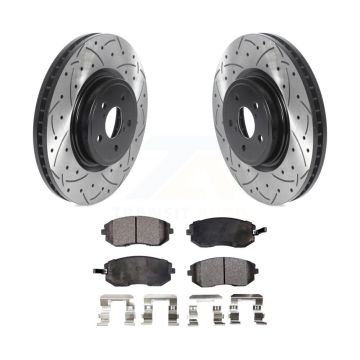 Front Coated Drilled Slotted Disc Brake Rotor And Semi-Metallic Pad Kit For Subaru Legacy KDF-100755