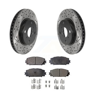 Front Drill Slot Disc Brake Rotor Semi-Metallic Pad Kit For Toyota Yaris Prius C Scion iQ KDF-100757