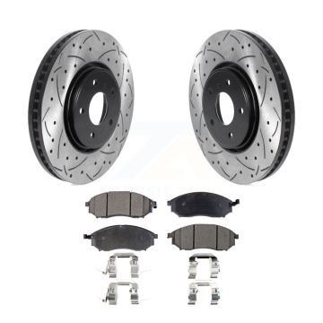 Front Coat Drill Slot Disc Brake Rotors Semi-Metallic Pad Kit For INFINITI FX35 FX37 FX45 KDF-100758