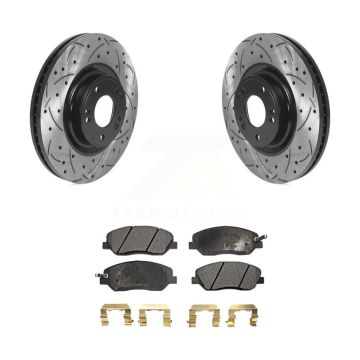 Front Drilled Slot Disc Brake Rotor & Semi-Metallic Pad Kit For 2012 Hyundai Genesis 3.8L KDF-100760