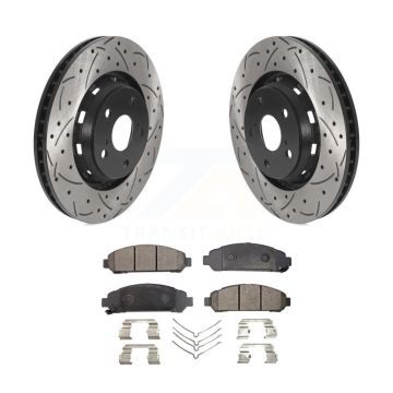 Front Coated Drill Slot Disc Brake Rotor Semi-Metallic Pad Kit For 2009-2016 Toyota Venza KDF-100765