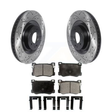 Front Drill Slot Brake Rotors Semi-Metallic Pad Kit For Hyundai Genesis G80 Kia K900 3.8L KDF-100767