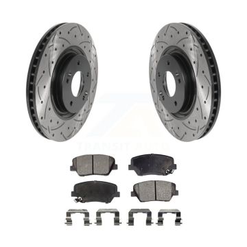 Front Coat Drill Slot Disc Brake Rotors Semi-Metallic Pad Kit For 2012-2017 Hyundai Azera KDF-100770