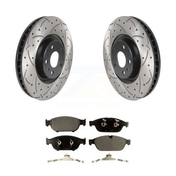 Front Coated Drilled Slot Disc Brake Rotor & Semi-Metallic Pad Kit For Audi A6 Quattro A7 KDF-100774