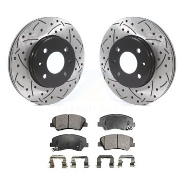 Front Coated Drill Slot Disc Brake Rotor Semi-Metallic Pad Kit For Hyundai Accent Kia Rio KDF-100777