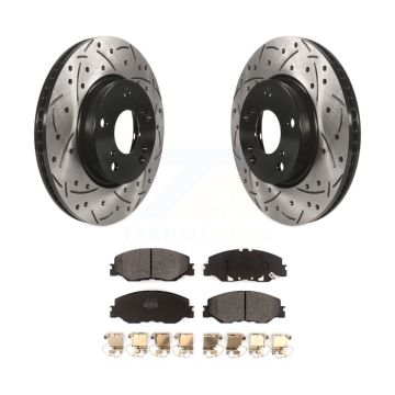 Front Coated Drilled Slot Disc Brake Rotors Semi-Metallic Pad Kit For Honda Civic Insight KDF-100781