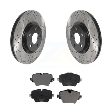 Front Drilled Slot Brake Rotor Semi-Metallic Pad Kit For BMW X1 Mini Cooper Countryman X2 KDF-100783