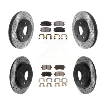 Front Rear Drill Slot Disc Brake Rotor Semi-Metallic Pad Kit For Chevrolet Malibu Limited KDF-100785