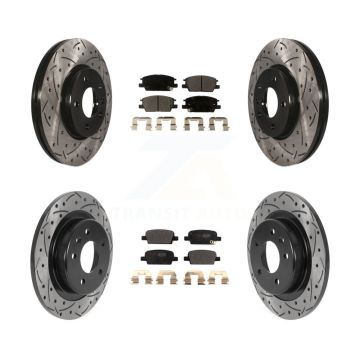 Front Rear Coated Drill Slot Disc Brake Rotors Semi-Metallic Pad Kit For Chevrolet Malibu KDF-100788