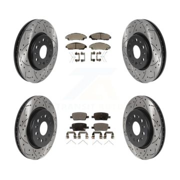 Front Rear Drill Slot Brake Rotor Semi-Metallic Pad Kit For Chevrolet Traverse GMC Acadia KDF-100796