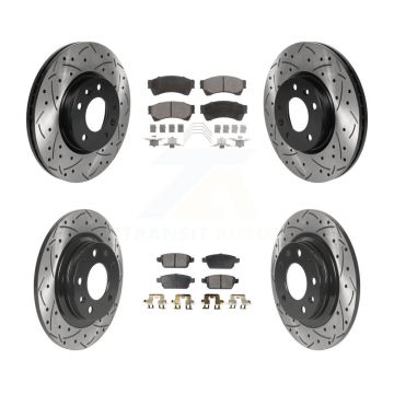 Front Rear Drilled Slot Brake Rotor Semi-Metallic Pad Kit For Ford Fusion Mazda 6 Lincoln KDF-100797