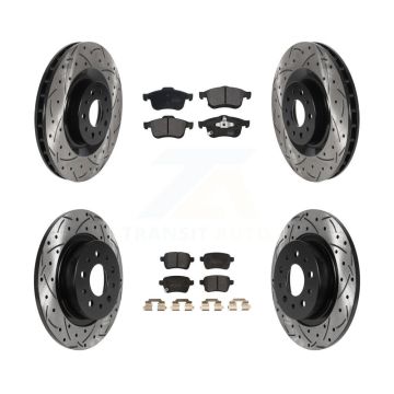 Front Rear Coat Drill Slot Disc Brake Rotor Semi-Metallic Pad Kit For 2014-2020 Fiat 500L KDF-100801