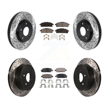 Front Rear Drilled Slot Disc Brake Rotor Semi-Metallic Pad Kit For 2011-2017 Nissan Quest KDF-100806