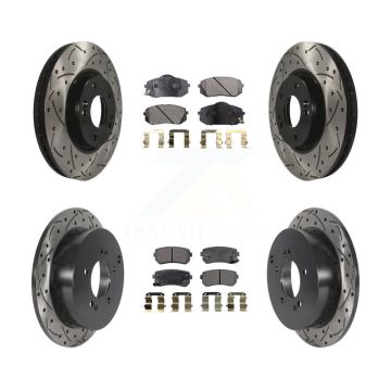 Front Rear Drilled Slot Brake Rotor Semi-Metallic Pad Kit For Hyundai Tucson Kia Sportage KDF-100811