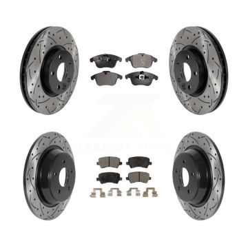 Front Rear Drill Slot Brake Rotor Semi-Metallic Pad Kit For 12-15 Land Rover Range Evoque KDF-100831