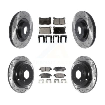 Front Rear Drill Slot Brake Rotors Semi-Metallic Pad Kit For Hyundai Genesis G80 Kia K900 KDF-100835