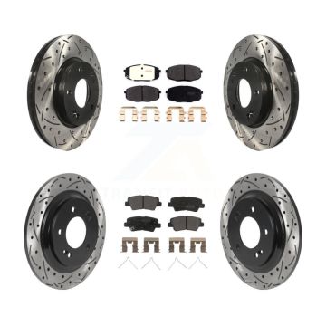 Front Rear Drill Slot Brake Rotor Semi-Metallic Pad Kit For Kia Forte5 Hyundai Elantra GT KDF-100836