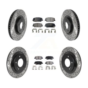 Front Rear Drilled Slot Brake Rotor & Semi-Metallic Pad Kit For 2013-2015 Kia Optima 2.0L KDF-100842