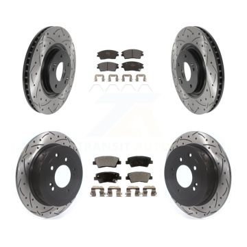 Front Rear Drilled Slot Brake Rotor & Semi-Metallic Pad Kit For Kia Sportage Turbocharged KDF-100845