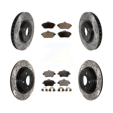 Front Rear Drill Slot Brake Rotor Semi-Metallic Pad Kit For Mercedes-Benz GLA250 CLA250 B KDF-100859
