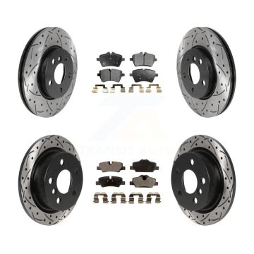 Front Rear Coated Drilled Slotted Disc Brake Rotors Semi-Metallic Pad Kit For Mini Cooper KDF-100860