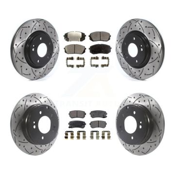 Front Rear Drill Slot Brake Rotors Semi-Metallic Pad Kit For 15 Hyundai Sonata GAS engine KDF-100862
