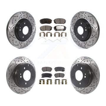 Front Rear Drill Slot Brake Rotors Semi-Metallic Pad Kit For 16 Hyundai Sonata GAS engine KDF-100863