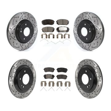 Front Rear Drill Slot Brake Rotor Semi-Metallic Pad Kit For 2016 Kia Optima LX/EX/LX 1.6T KDF-100866