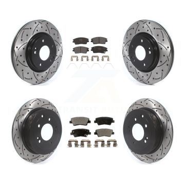 Front Rear Drilled Slot Brake Rotor Semi-Metallic Pad Kit For Hyundai Tucson Kia Sportage KDF-100867