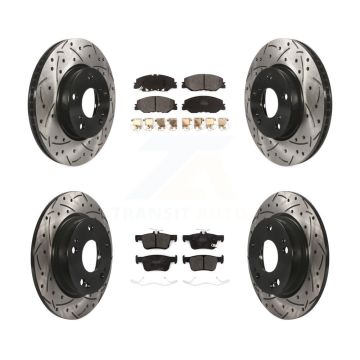 Front Rear Drill Slot Disc Brake Rotors Semi-Metallic Pad Kit For 2019-2022 Honda Insight KDF-100868