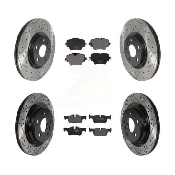 Front Rear Drilled Slot Brake Rotors Semi-Metallic Pad Kit For BMW X1 X2 Mini Cooper 228i KDF-100870